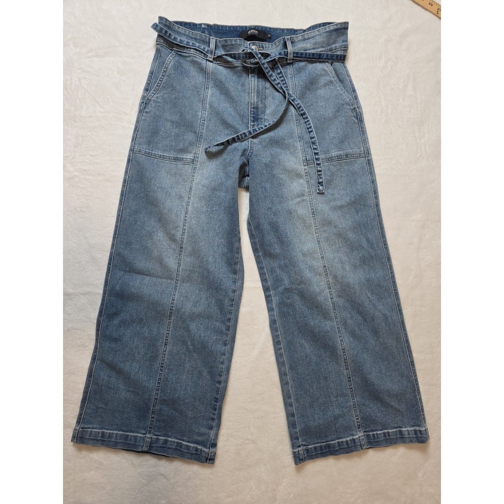 Hudson Los Angeles Denim Wide Leg Jeans High Rise Tie Waist Women's 16/36 Blue